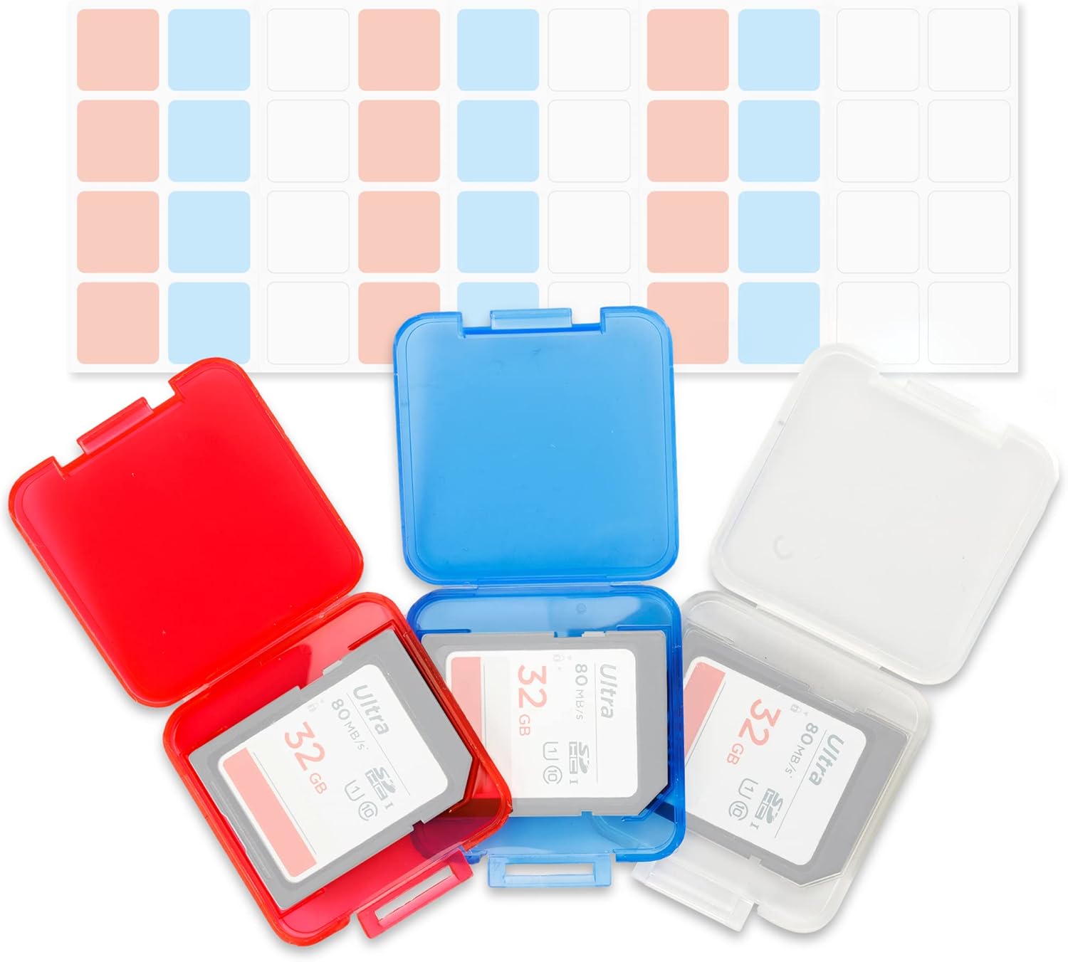 Kiorafoto 24 PCS MultiColor Clear Plastic SD Card Case Holder for 24