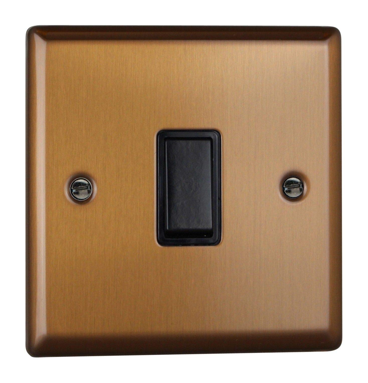 Varilight Brushed Bronze 1-Gang 10A Intermediate Rocker Switch