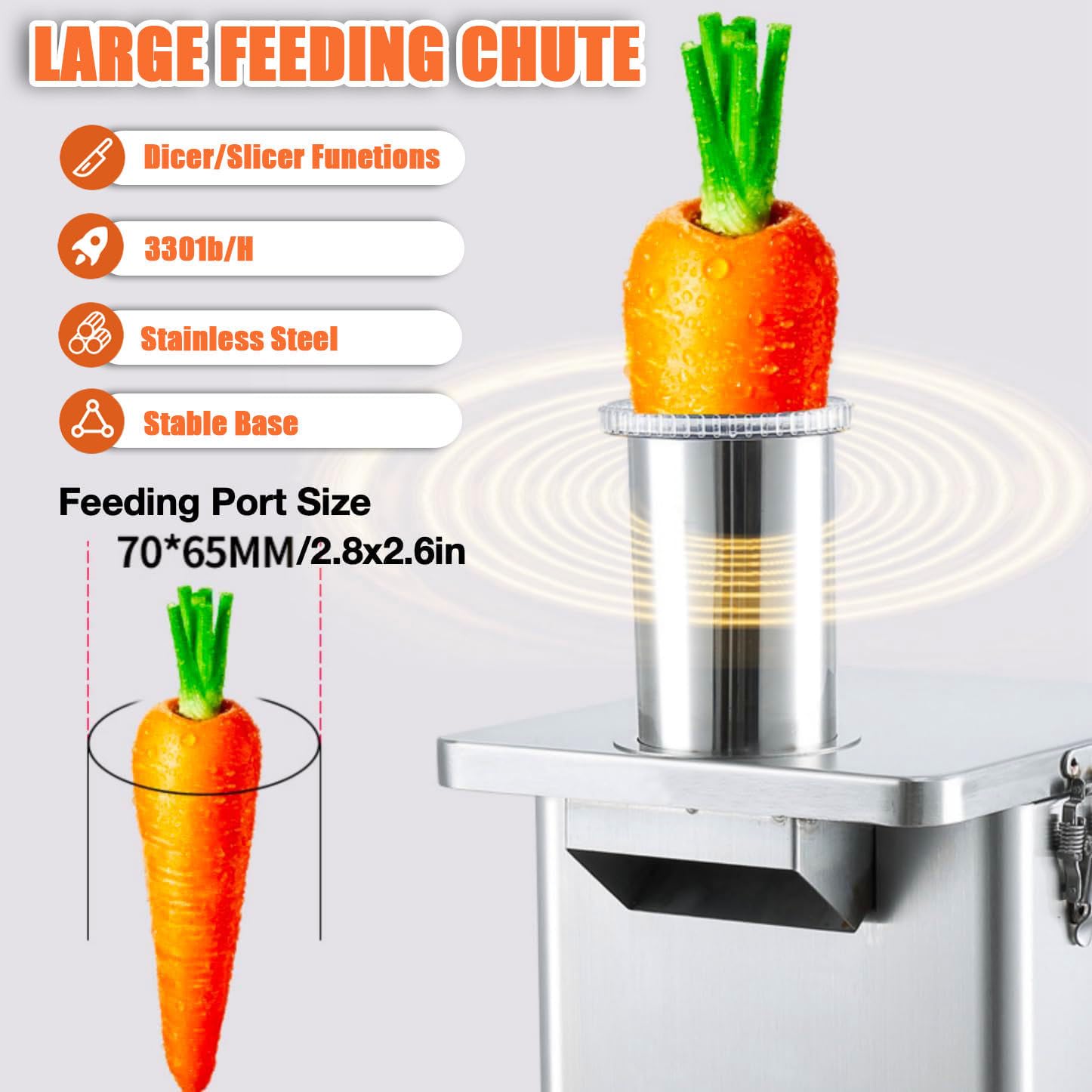Tagliaverdure Commerciale a cubetti, tagliafrutta Elettrico, Tritatutto Automatico da 200 W, con 5 Lame a griglia per cipolle, Carote, cetrioli, prosciutto a cubetti