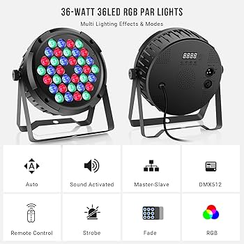 Amazon.com: 36LEDs RGB Par Lights 2 Pack - 36W LED Par Can Lights