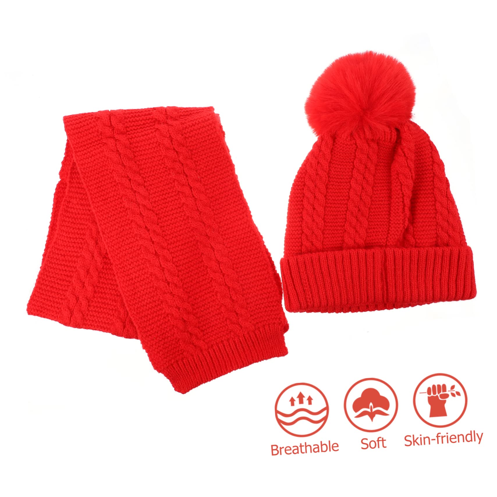 Beavorty Adorable Children's Knit Hat Scarf Warm Woolen Yarn Set for Outdoor Activities Boys and Girls Winter Wear