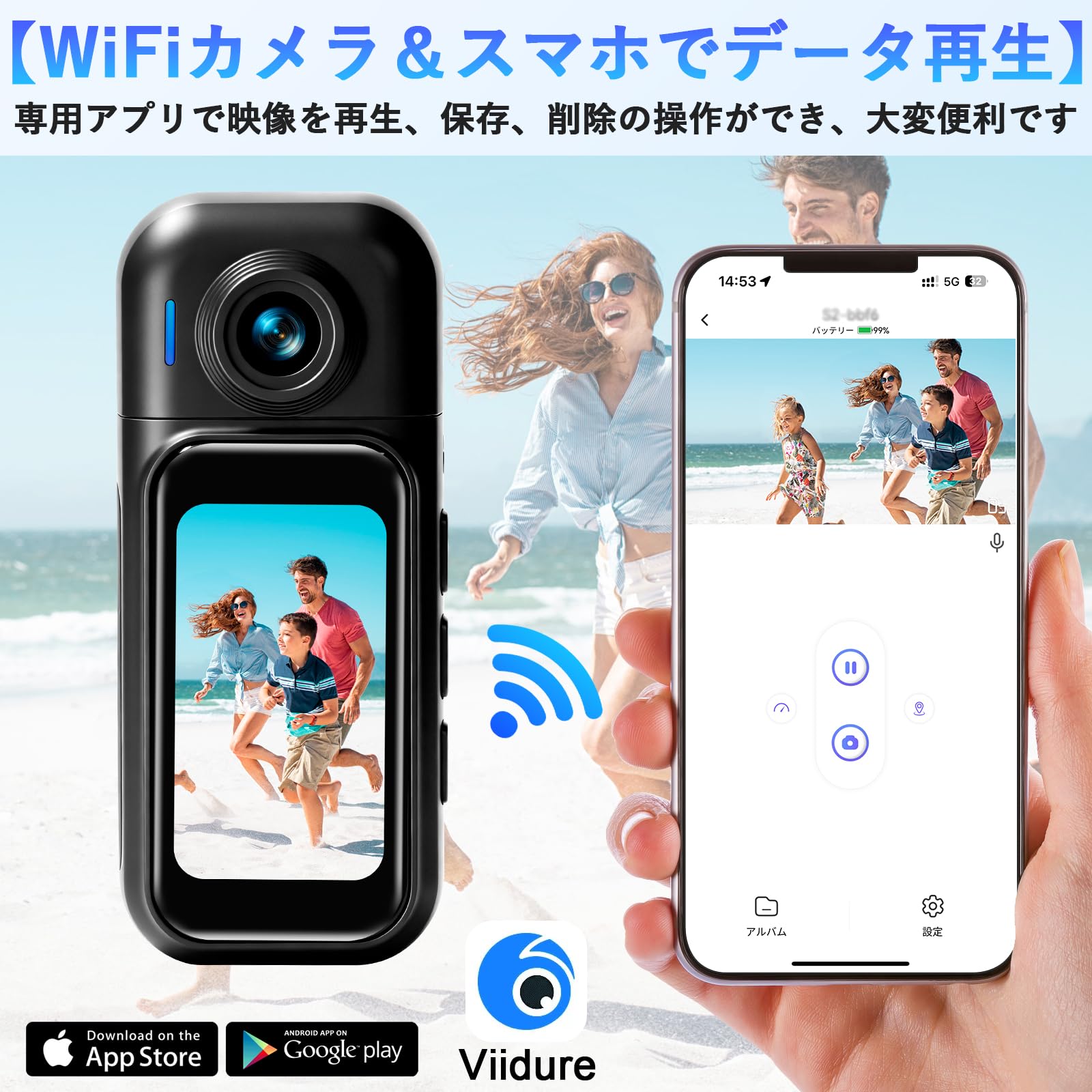Amazon | アクションカメラ 小型Vlogビデオカメラ ウェアラブルカメラ 