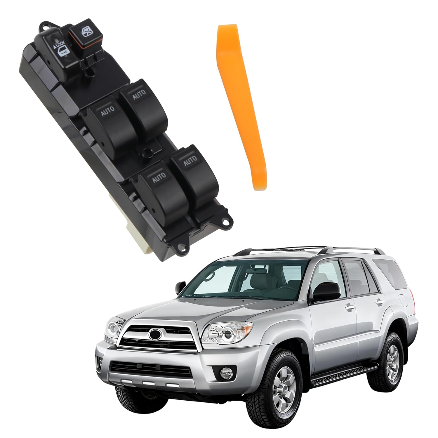 HIGH FLYING for Toyota 4Runner 4dr 2003-2009 Main Driver Side Master Window Switch with Auto-Up/Down LED Illumination (Orange Lighted)