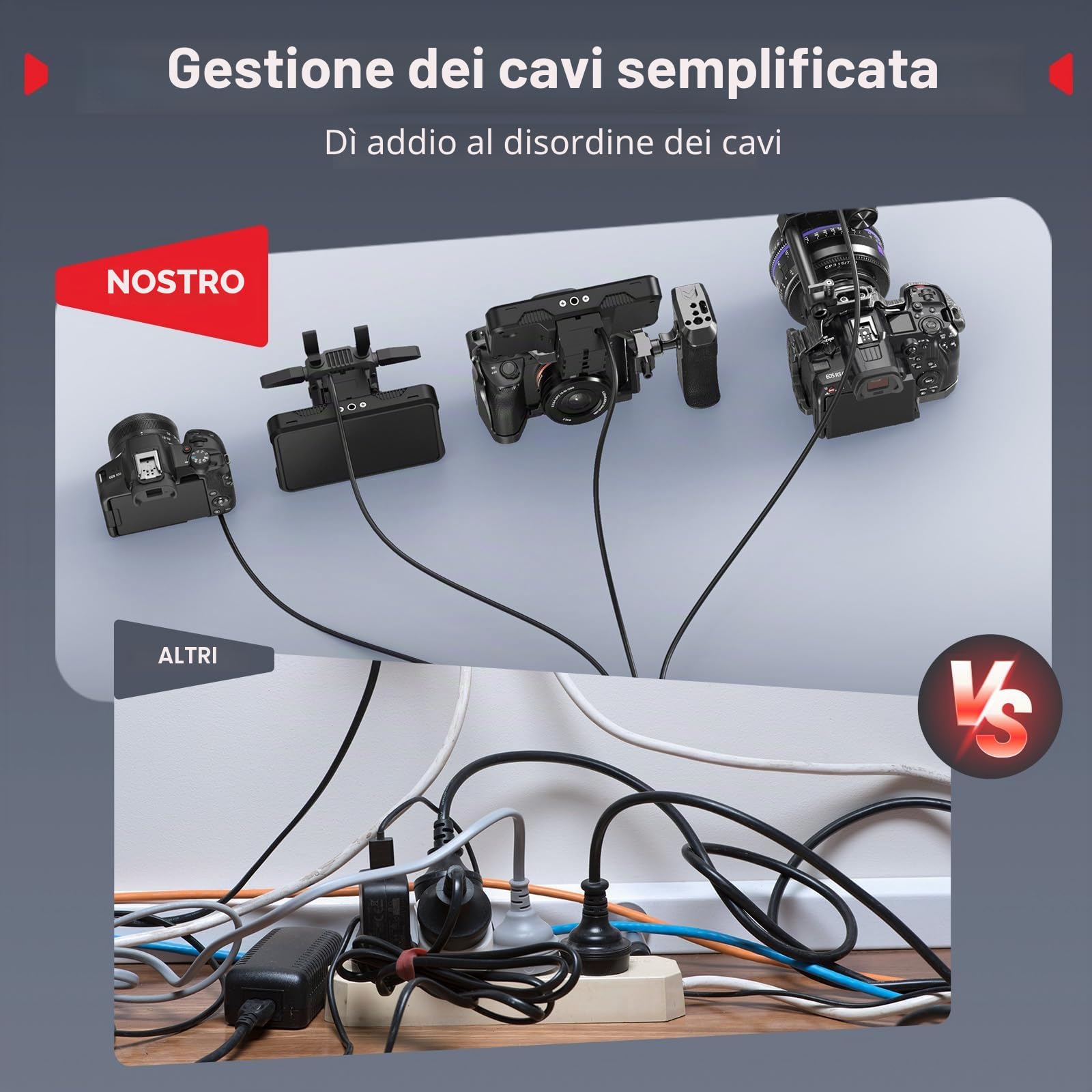 SMALLRIG Splitter D-Tap, Cavo di alimentazione splitter D-Tap a 4 porte, Cavo di ricarica D-Tap adatto per batterie con attacco V, fotocamere mirrorless, monitor, cavo ignifugo 64 cm/25,2 pollici