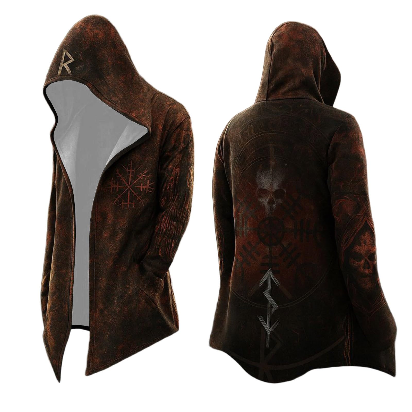 Celanisai Medieval Clothing Men's Halloween Costume Viking Hoodie Odin Myth Jacket Assassin's Creed Cosplay Coat Scandinavia Cape for Cosplay Carnival Biker Jacket, Z7 coffee, L โ image 1