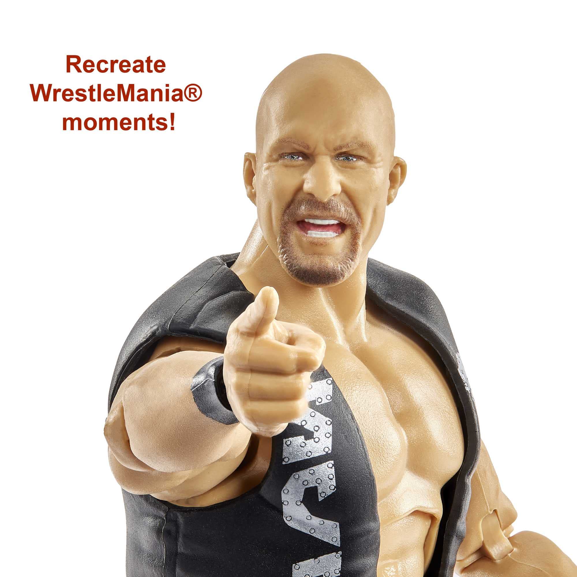 WWE “Stone Cold” Steve Austin WrestleMania Action Figure with Entrance Gear & Vince McMahon Build-A-Figure Pieces - Image 2