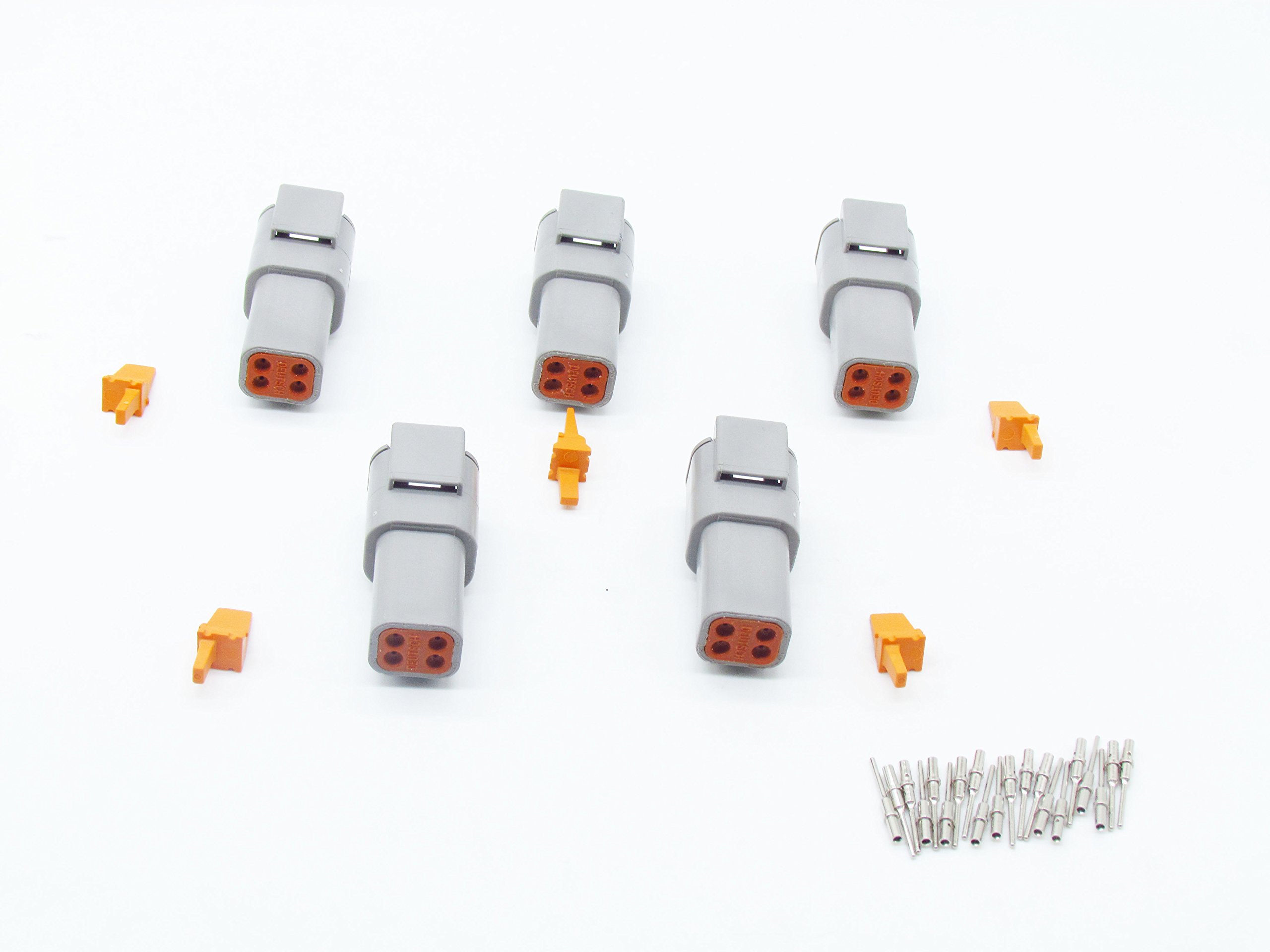 5 Sets DTM gray PLUG 4 position way male auto connector DTM04-4P ATM04-4P with terminals pins