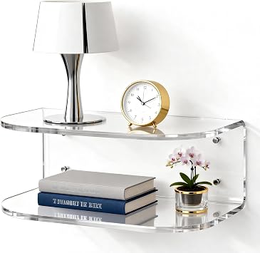 Acrylic Floating Nightstand, Wall Mounted Bedside Table Shelf Clear, 15.79.45.9