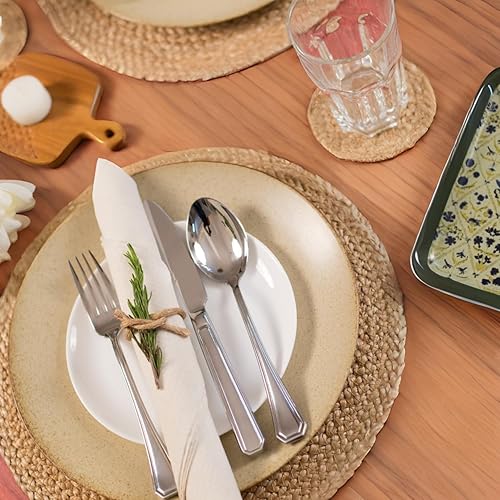 Miniatura 4 de Eco Crave Juego de 8 manteles individuales redondos de yute, 100% naturales, antideslizantes, redondos, de 13 x 13 pulgadas, manteles individuales