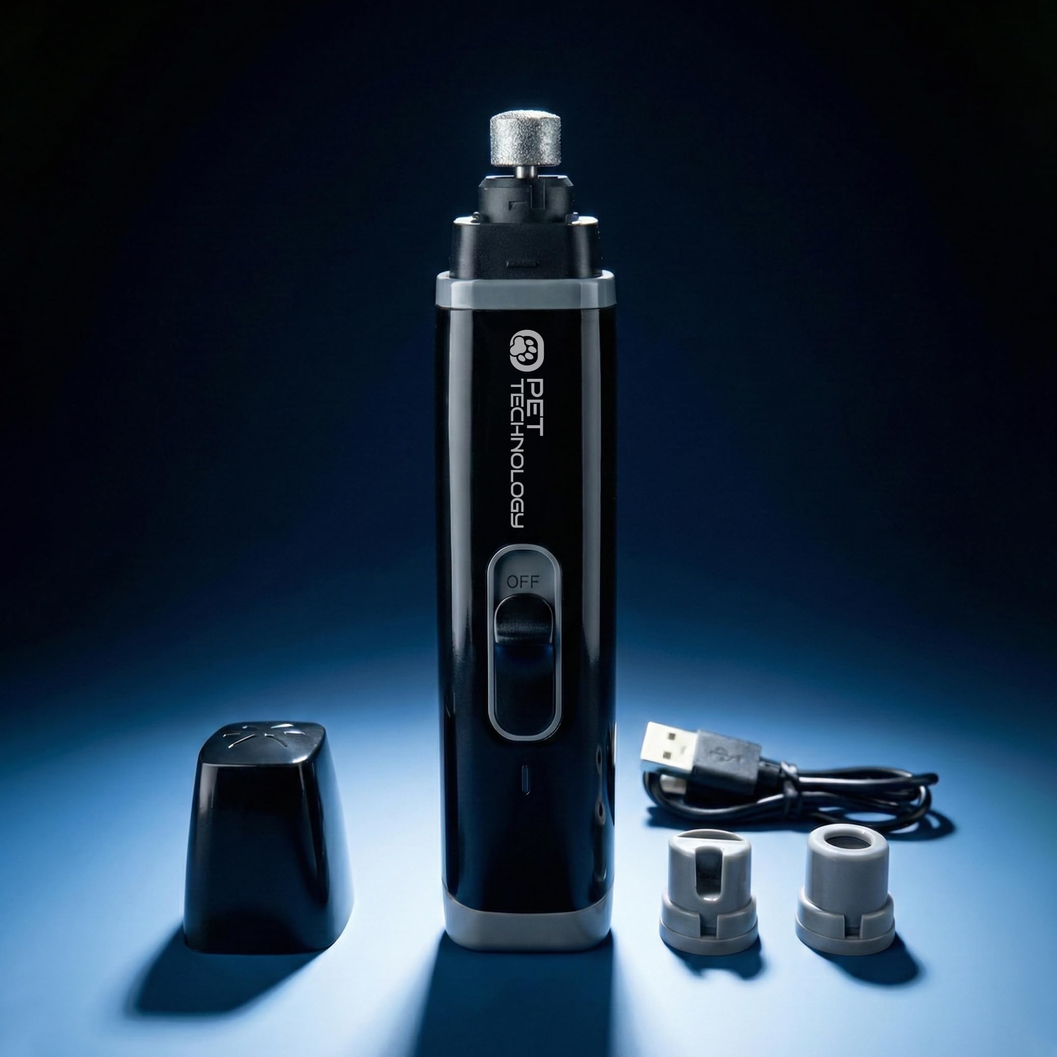 Limador de Uñas Premium para Mascotas Recargable USB-C, 2 Velocidades, Luz LED, Ligero, Manejable, Silencioso y Seguro para Perros y Gatos