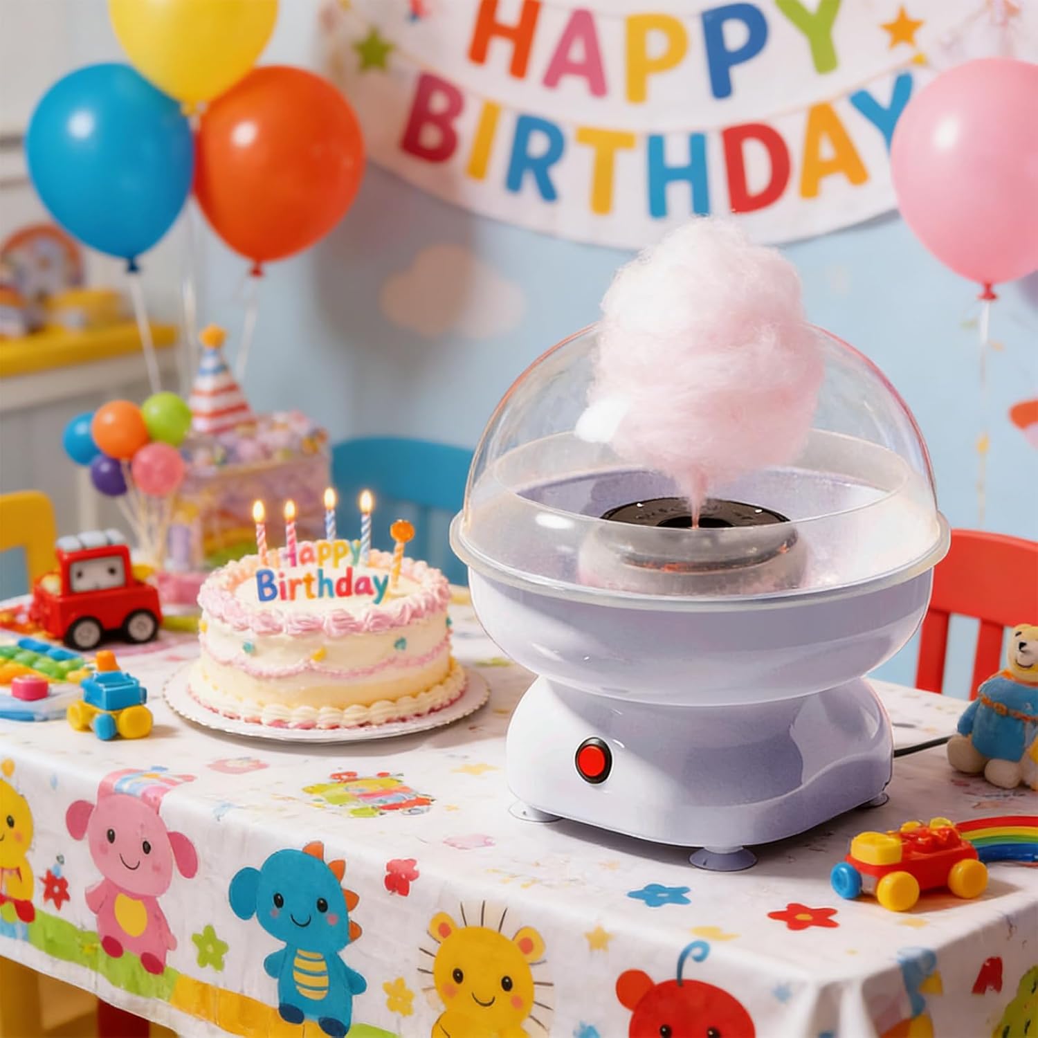Cotton Candy Machine for Kids, Mini Home Cotton Candy Maker with Sticks & Sugar Spoon, Idea for Party, Birthday, Holiday (Light Purple)