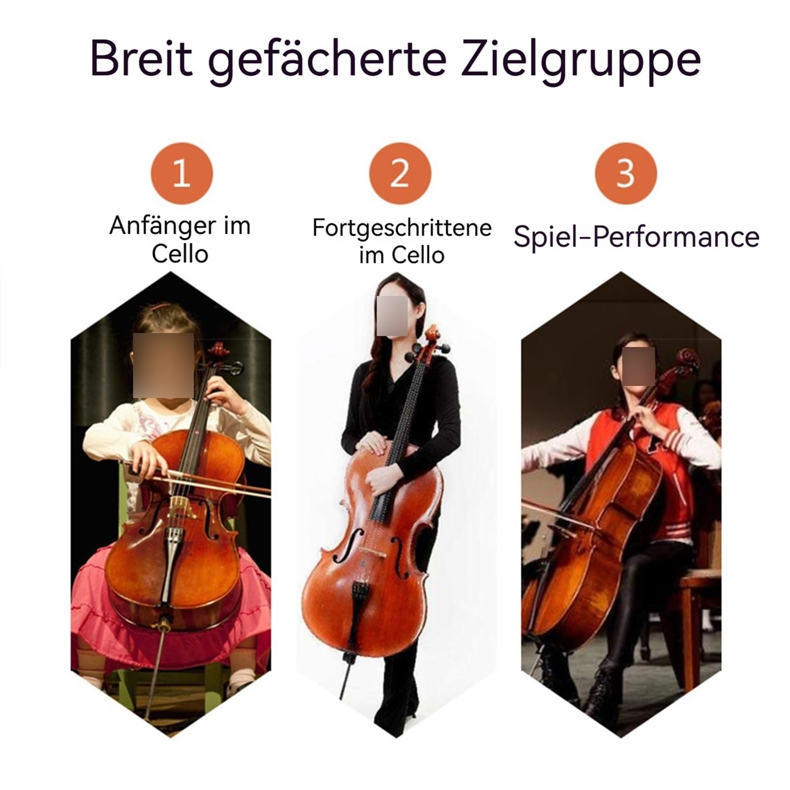 Set per violoncello principianti, per bambini e adulti, con valigetta in acero naturale (1/2)