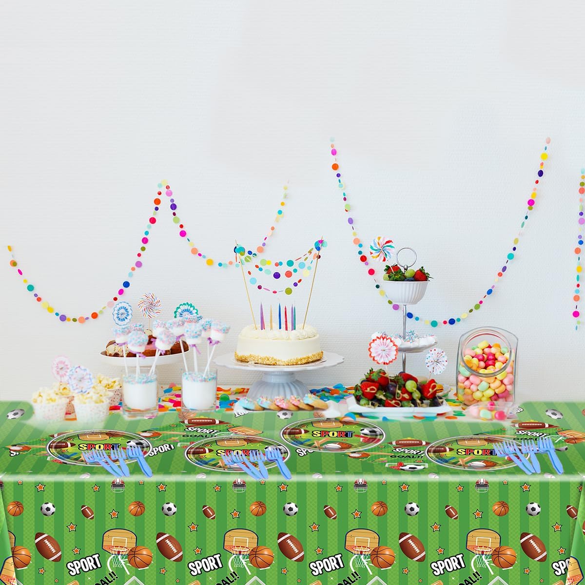 Sports Party Decorations Tableware Set All Star Plates Napkins All Sports Disposable Table Cover Baseball Football Soccer Dinnerware for Boy Birthday Party Decor Supplies - Image 6