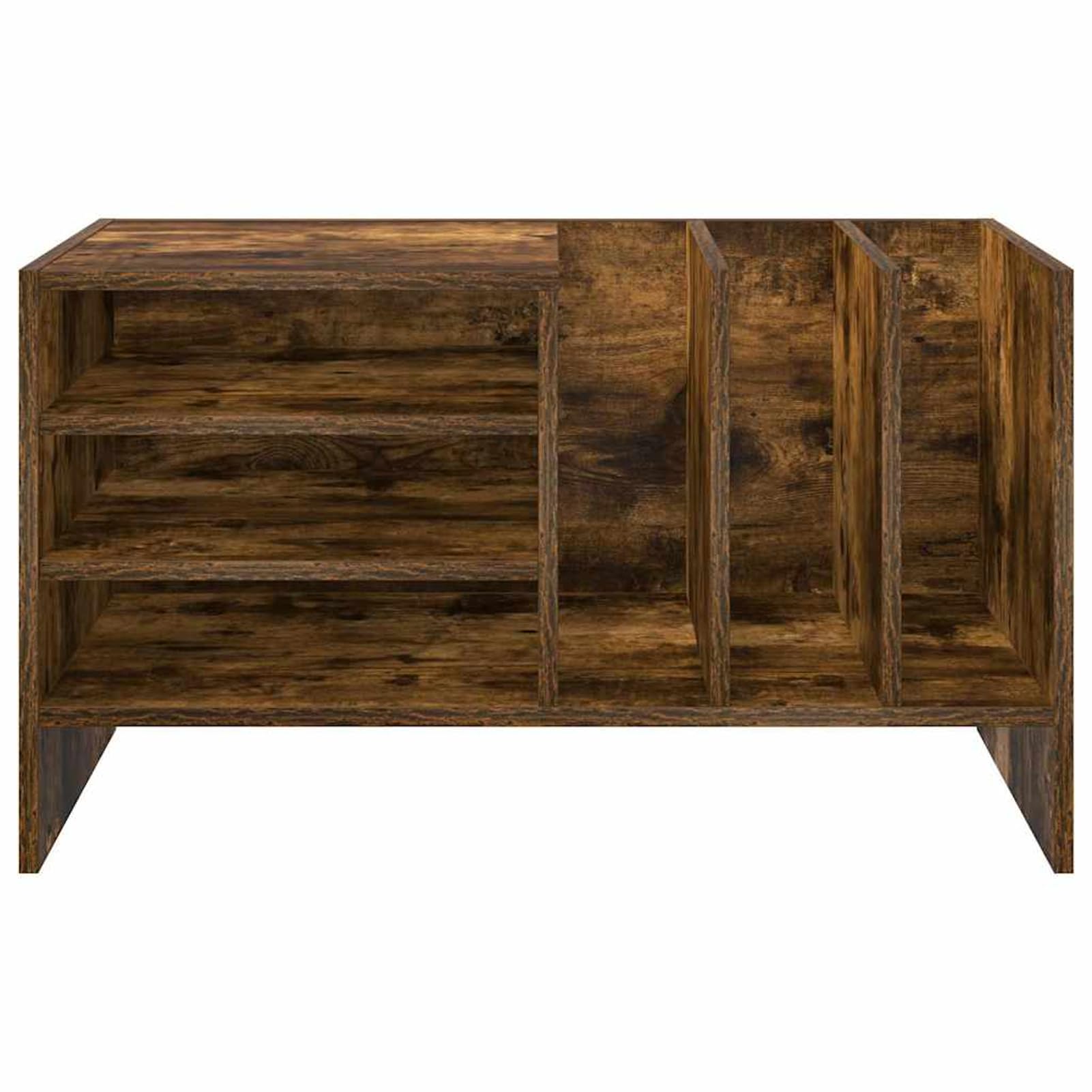 Armadietto per vinili, 6 ripiani, in rovere affumicato, 78,5 x 35 x 45 cm, stabile scaffale per LP e riviste