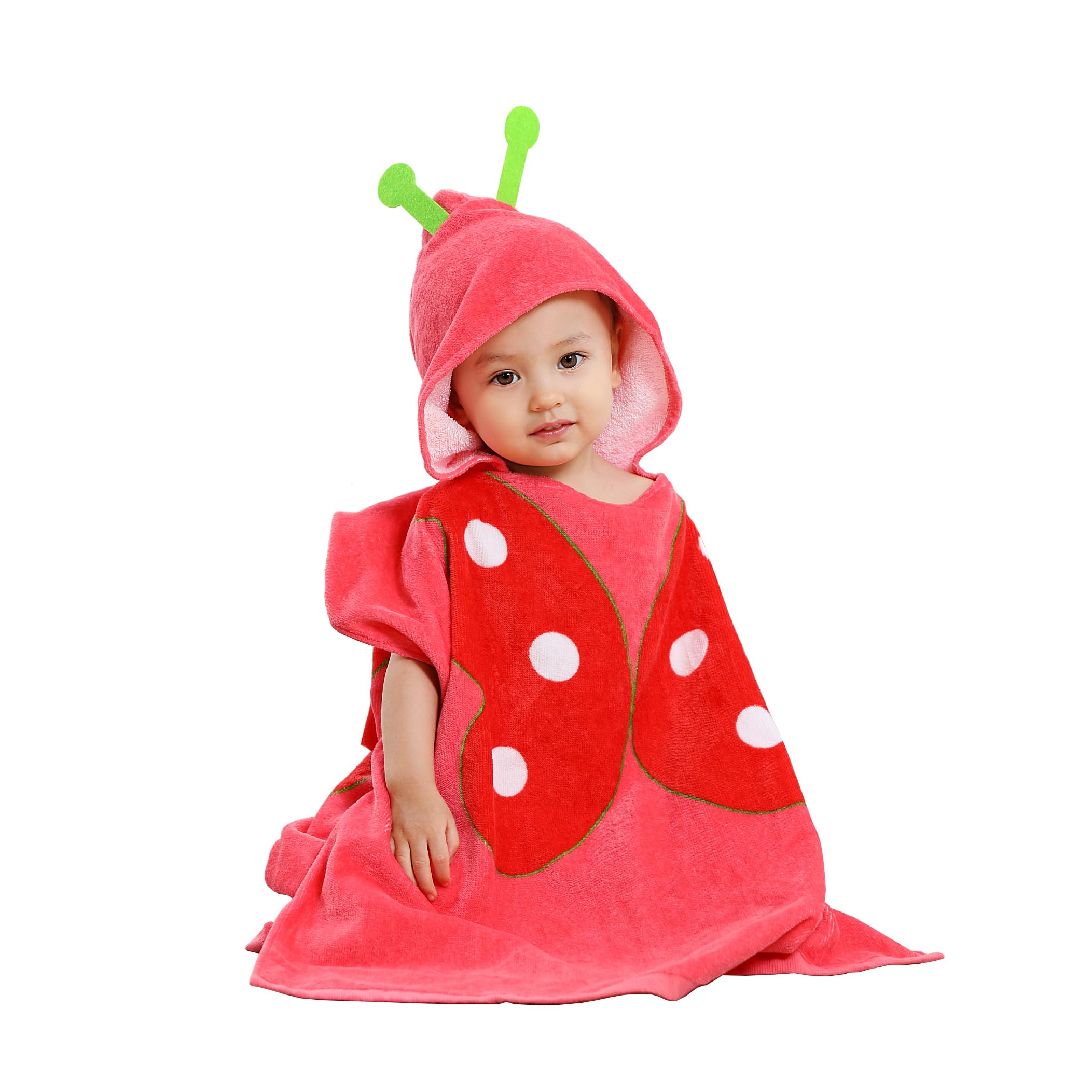 TONWHAR Kids Bath/Pool/Beach Hooded Poncho Towel - Cartoon Animal Pattern Cotton Beach Towel for Toddler Boys Girls, 1-5 Years (Butterfly)