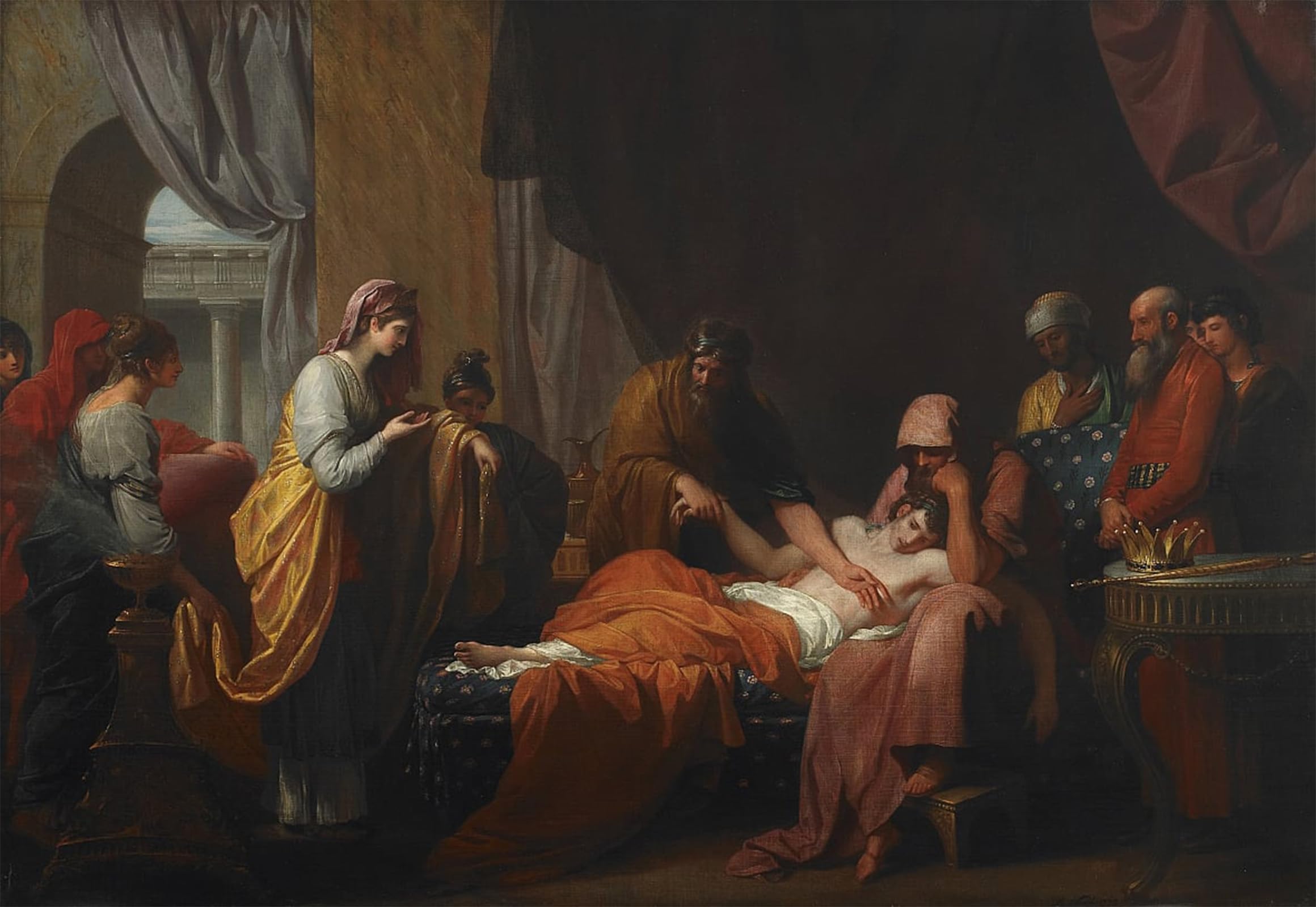 ARTXLXXBN Famous Prints Artwork Pictures Poster Painting Art Erasistratus the Physician Discovers the Love of Antiochus for Stratonice by Benjamin West for Home Decor 60x90cm