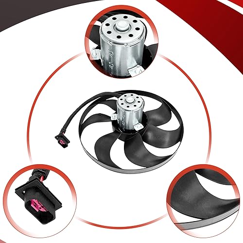 Miniatura 2 de PartsFlow Ventilador de enfriamiento del radiador izquierdo para Audi TTTT Quattro 2000-2006 para Volkswagen Golf 1999-2006 para Volkswagen Jetta
