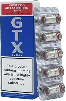 Vaporesso GTX Replacement Coils, 0.3ohm, Mesh, Sub-Ohm Coil for Enhanced Flavour and Vapour, Compatible for Luxe XR Max, Luxe X Pro Kit, Vaporesso Vaping Coils, Pack of 5, No Nicotine