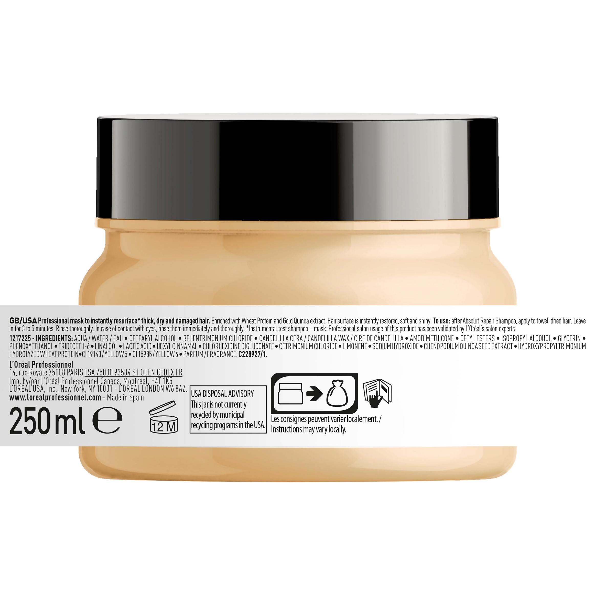 L’Oréal Professionnel, Mascarilla Tratamiento Reconstructor para Pelo Seco y Dañado, Absolut Repair, 250ml