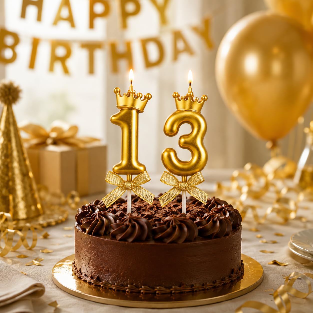 Fun Affairs Number 13 Candles With Crown For 13Th Or 31St Birthday Cake Decoration Wedding, Engagement, Celebration, Theme, Unscented, Wax 2