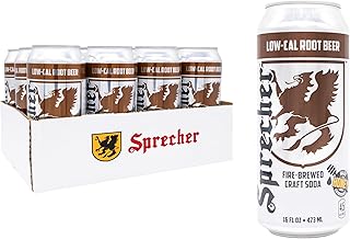 Sprecher Low Cal Root Beer Soda 16 fl oz Cans (12 Pack), Fire-Brewed Reduced Calorie Craft Soda with Real Honey, Caffeine-Free, Gluten Free, Kosher, Gourmet Soft Drink