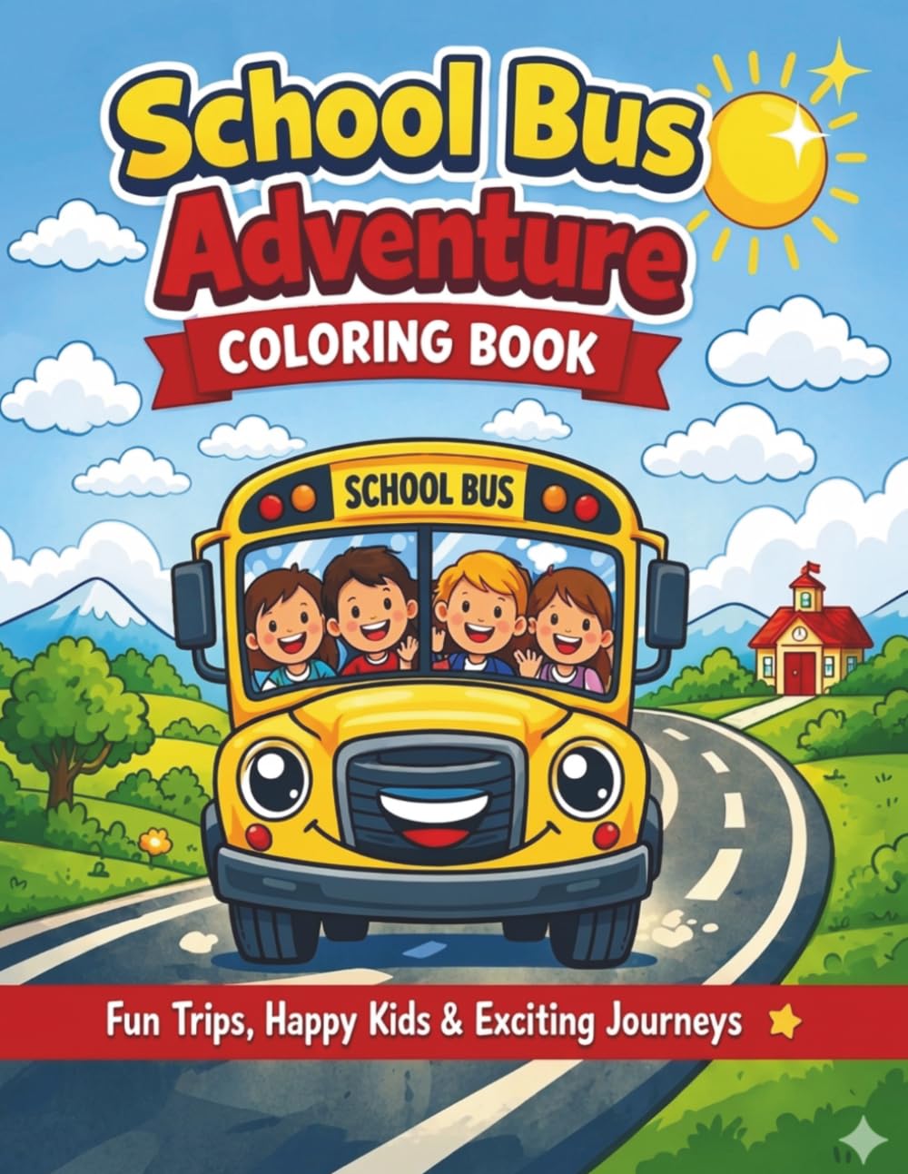 School Bus Adventures Coloring Book for Kids: 40 Fun School Bus Journeys with Animal Adventures, Nature Trips, Famous Landmarks & Magical Worlds for Kids Ages 4–8