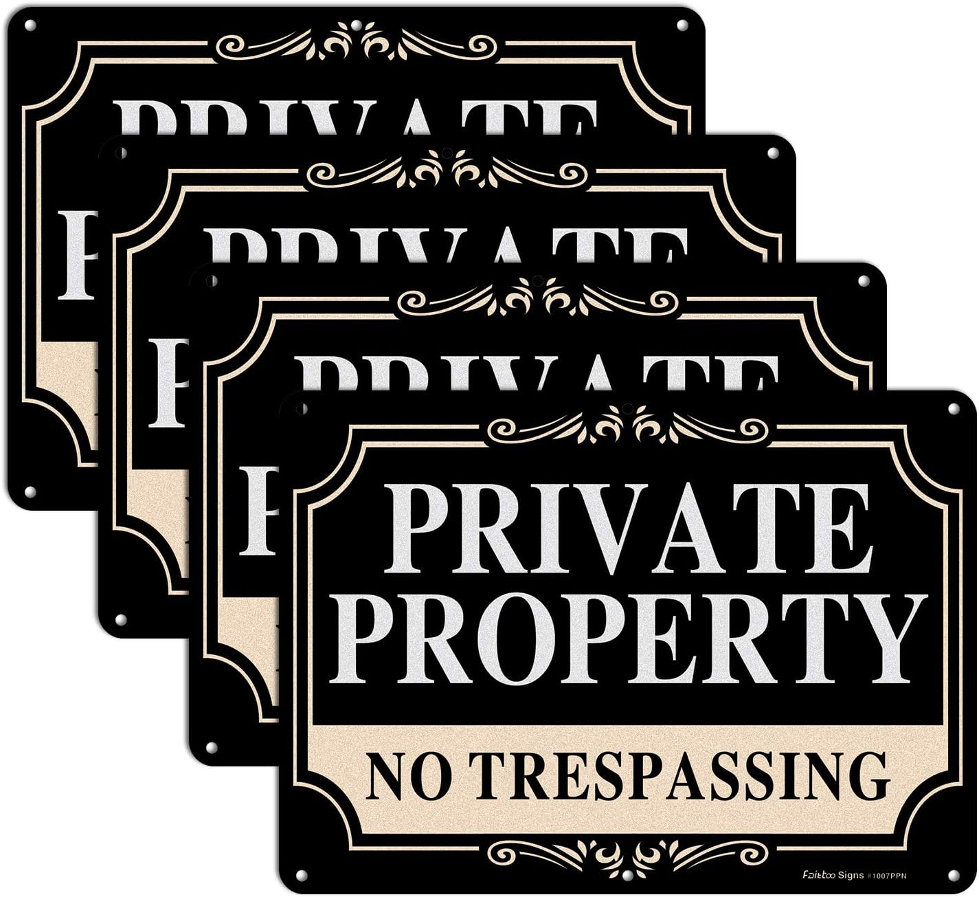 No Trespassing Signs Private Property,(4 Pack)10×7 Inch Rust Free Aluminum Metal Sign,Reflective,Fade Resistant,Weather Resistant, UV Protected, Up to 7 Years Outdoor for Home No Trespassing Signs Private Property,(4 Pack)10×7 Inch Rust Free Aluminum Metal Sign,Reflective,Fade Resistant,Weather Resistant, UV Protected, Up to 7 Years Outdoor for Home