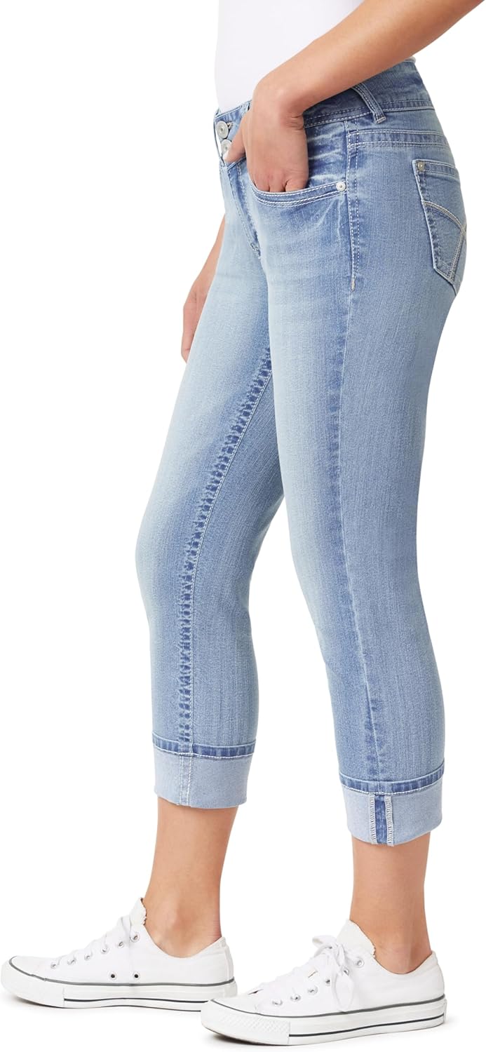 WallFlower Luscious Curvy 23.5” Mid-Rise Cropped Jeans for Women, Insta Stretch Denim Juniors Jeans - Image 3