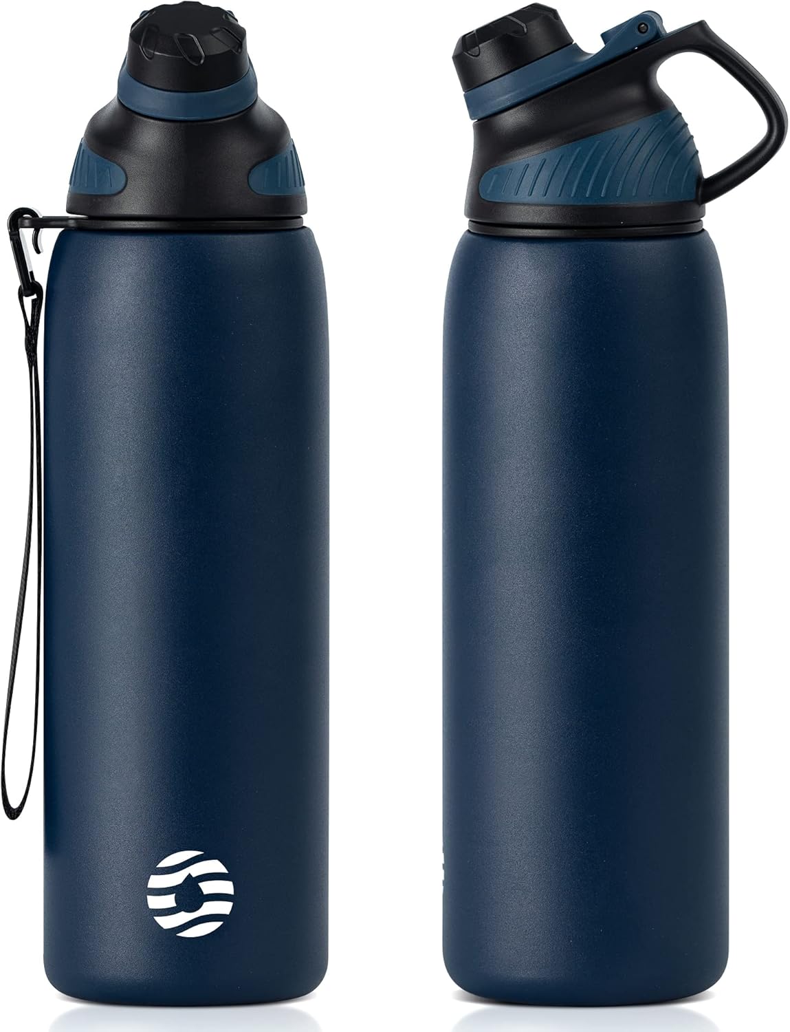 Insulated Water Bottle, Wide Mouth 14oz Vacuum Stainless Steel Kids Thermo Flask, BPA-Free Leak-Proof Chute Mag Reusable Sports Water Bottle for Travel School Outdoors Fitness(Blue) Navy Blue 14oz