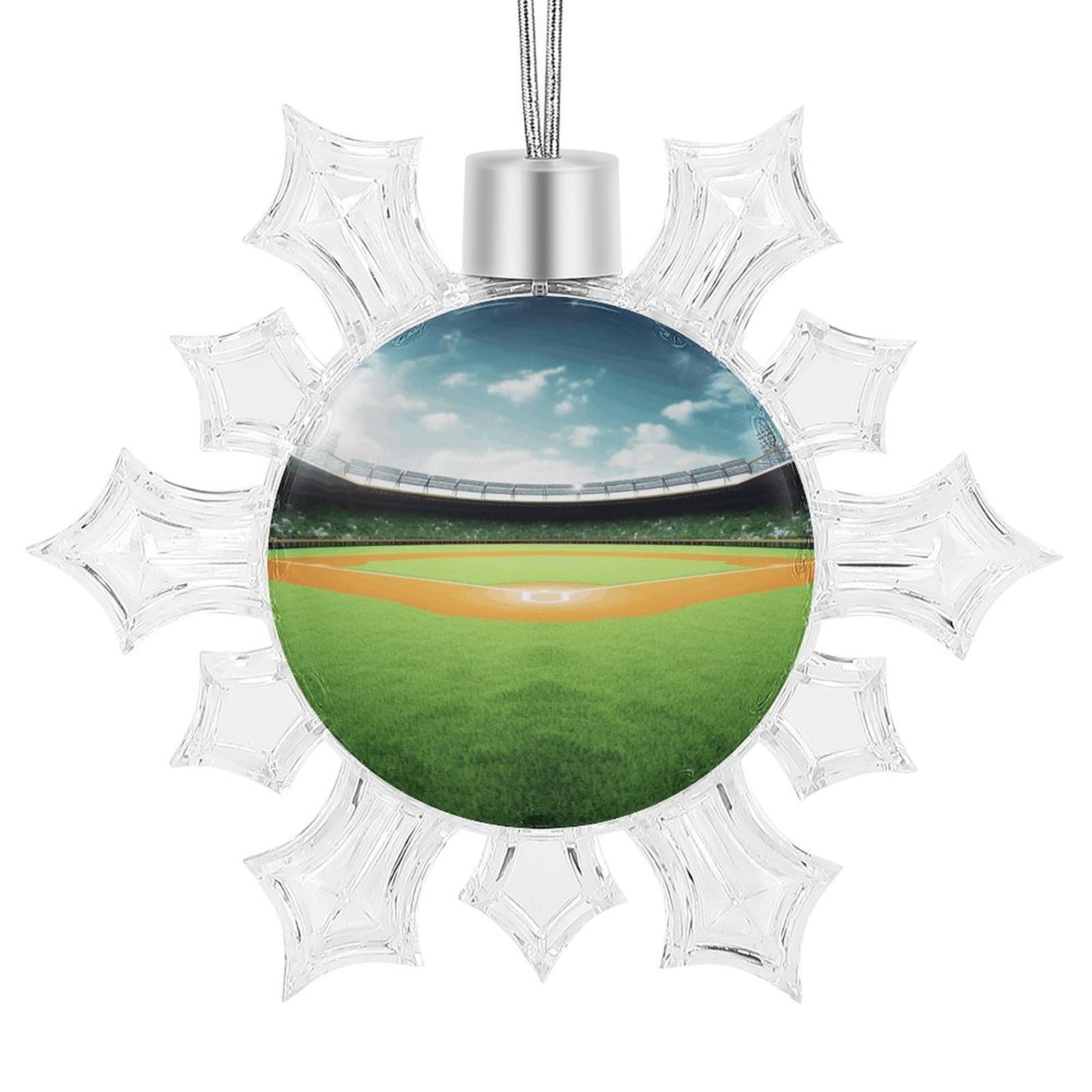 Green Baseball Field Backdrop Snowflake Ornaments Cute Snowflake Pendant Exquisite Christmas Tree Ornaments for Christmas Weddings New Year Birthday Holiday Celebration