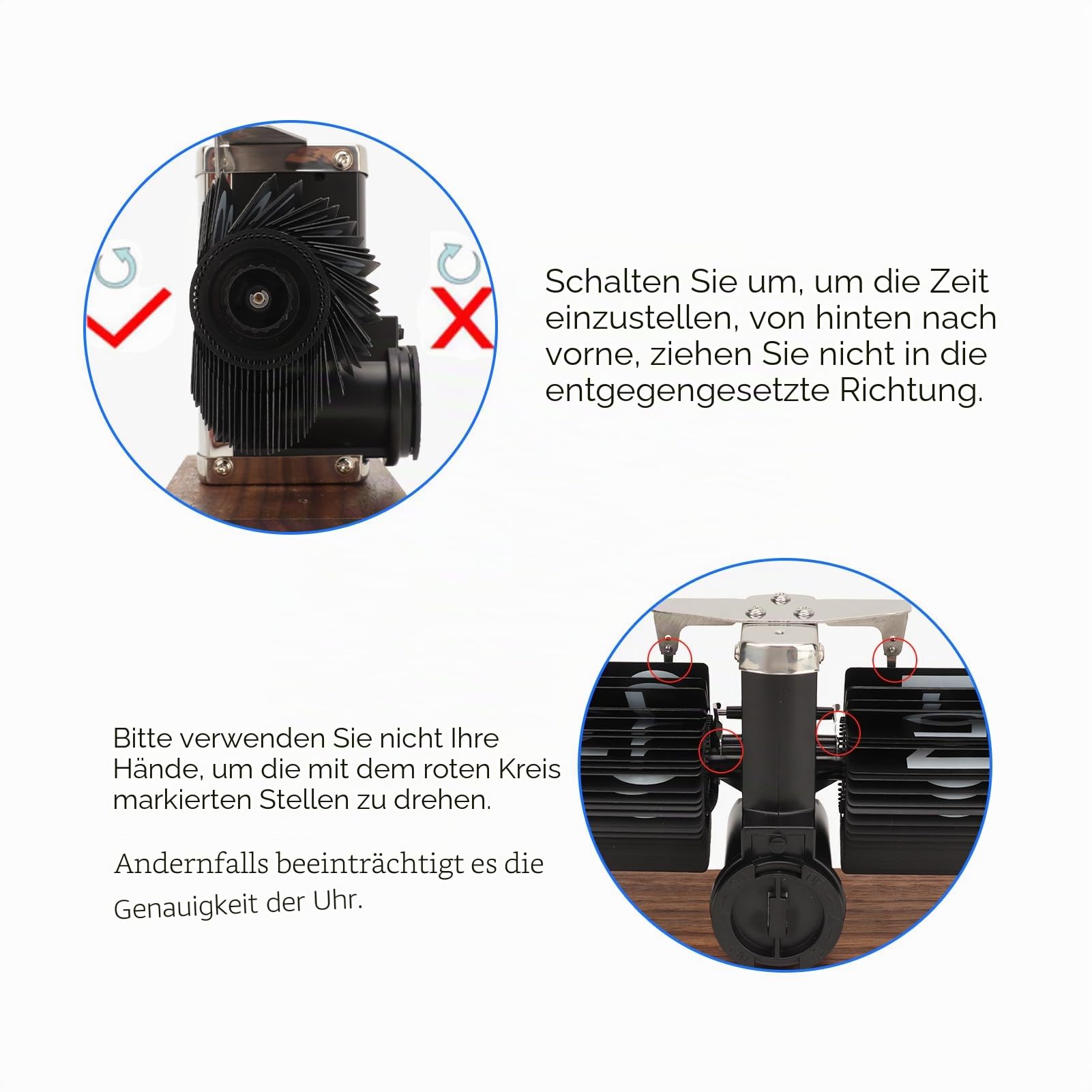 VBESTLIFE Flip-Tischuhr, Retro-Vintage-Auto-Flip-Tischuhr, Batteriebetriebene Uhr mit Großer Zahl für Heimbüro-Dekoration (Edelstahl schwarz)