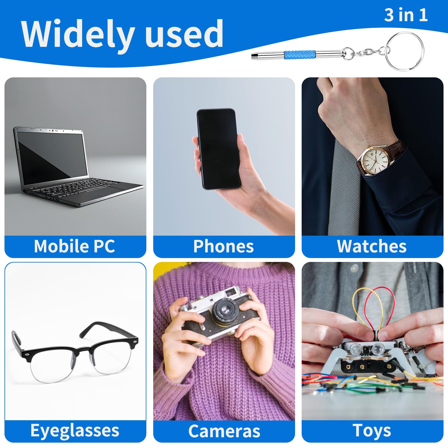 Kit De 3 Mini Tournevis De Précision – Lunettes De Réparation, Téléphone, Montre, T1