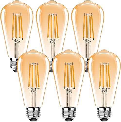 ST19 Bombillas LED Edison vintage, bombilla LED E26 equivalente a 25 W, bombillas de filamento LED vintage ST64, 2.5 W blanco cálido 2500 K, 2500