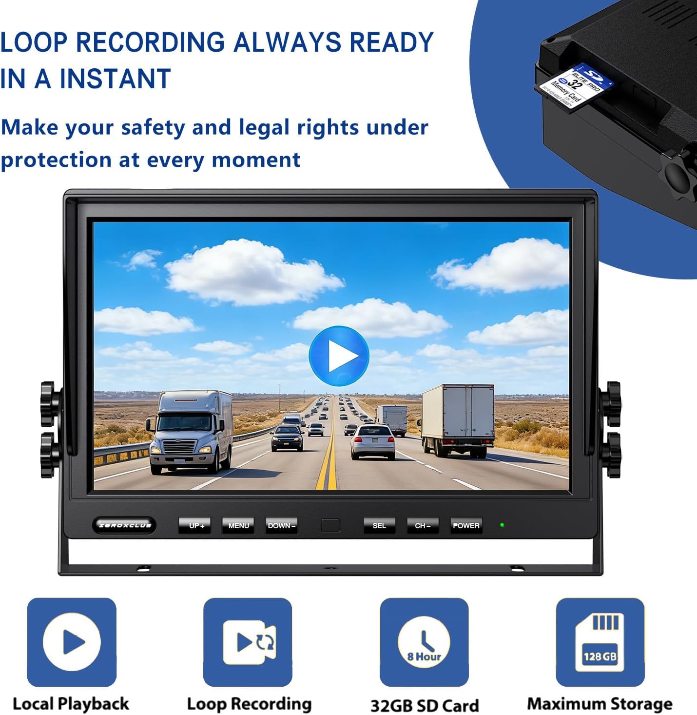 1080P Wireless Backup Camera System with 10 Inch DVR 3 Split Monitor, IP69 Waterproof Stable Signal Record Wireless 1 Rear and 2 Side View Cameras for RV Truck Trailer Camper (BW103SL-M)
