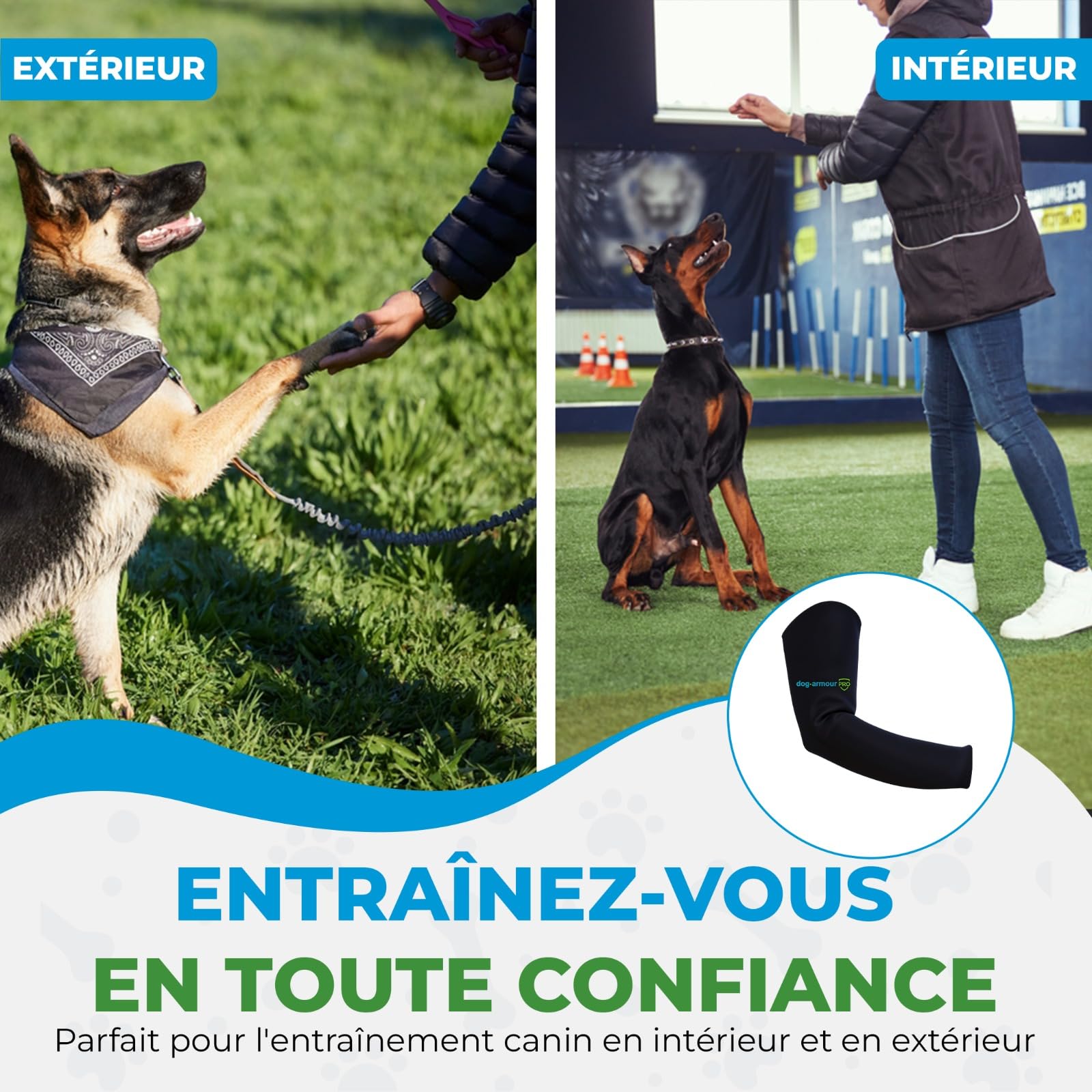 Manchette de morsure pour chien en néoprène – Résistante aux morsures, durable et légère – Équipement d'entraînement pour chiens K9, de police et de sport – Protection du bras
