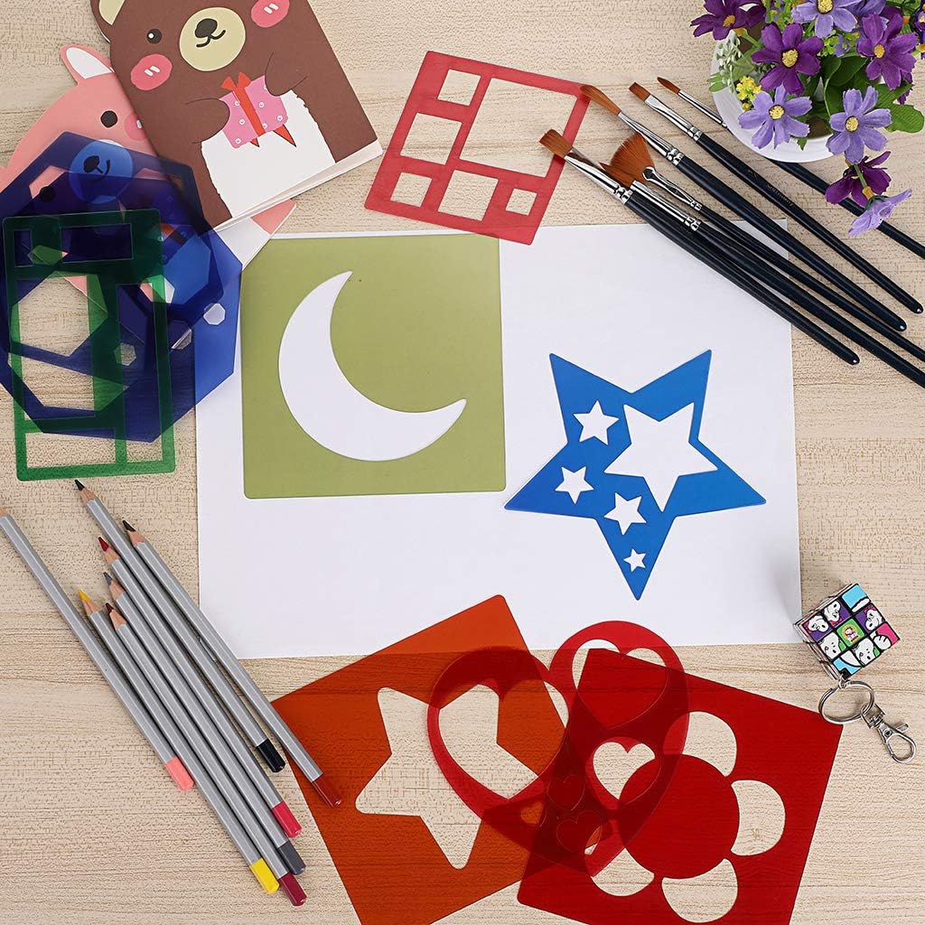 🛒 Flash Sale BTSKY 22 PCS Primary Shapes Template Set Drawing Templates Kit for Crafts Creativity Learning Tool