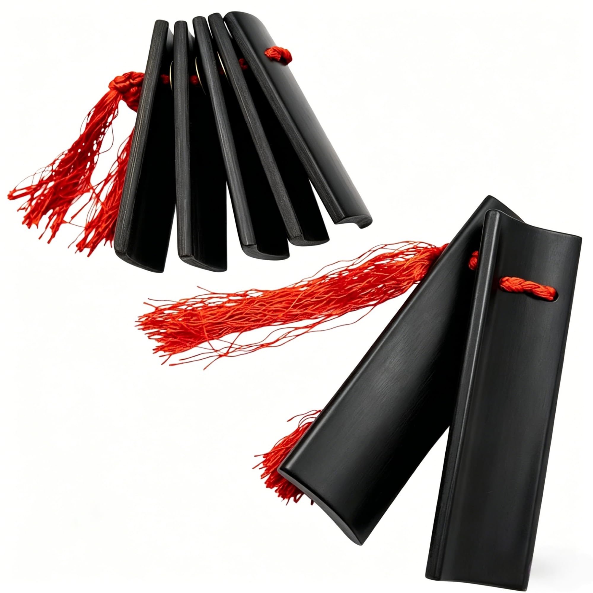 Miwayer Profesional Chino Kuaiban, China Allegro Clapper Bambú Instrumento Tradicional Festival Props, Percusión Tradición Instrumentos Música Rap Drama (Adulto, Negro)