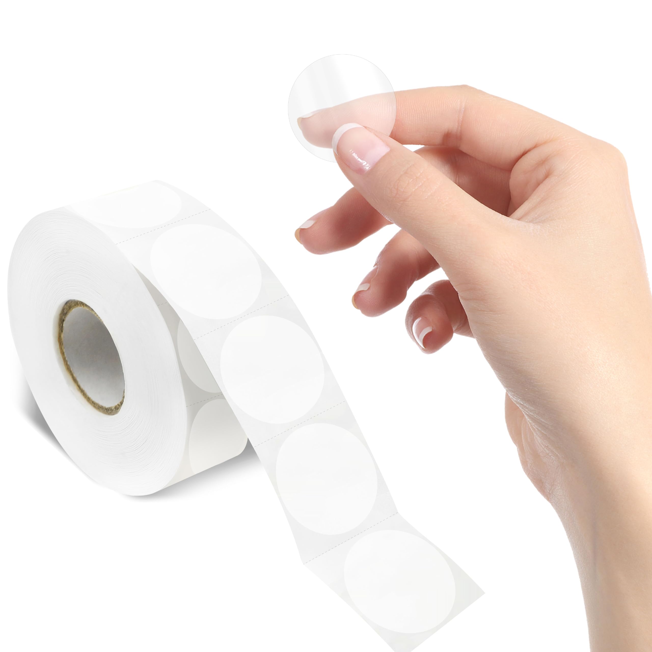 1000 PCS Round Clear Seal Stickers, Transparent Envelope Mail Wafer Seal Self Adhesive Package Circle Label Dots with Perforation Line for Envelopes, Boxes and Gift Packaging (1” in Diameter)