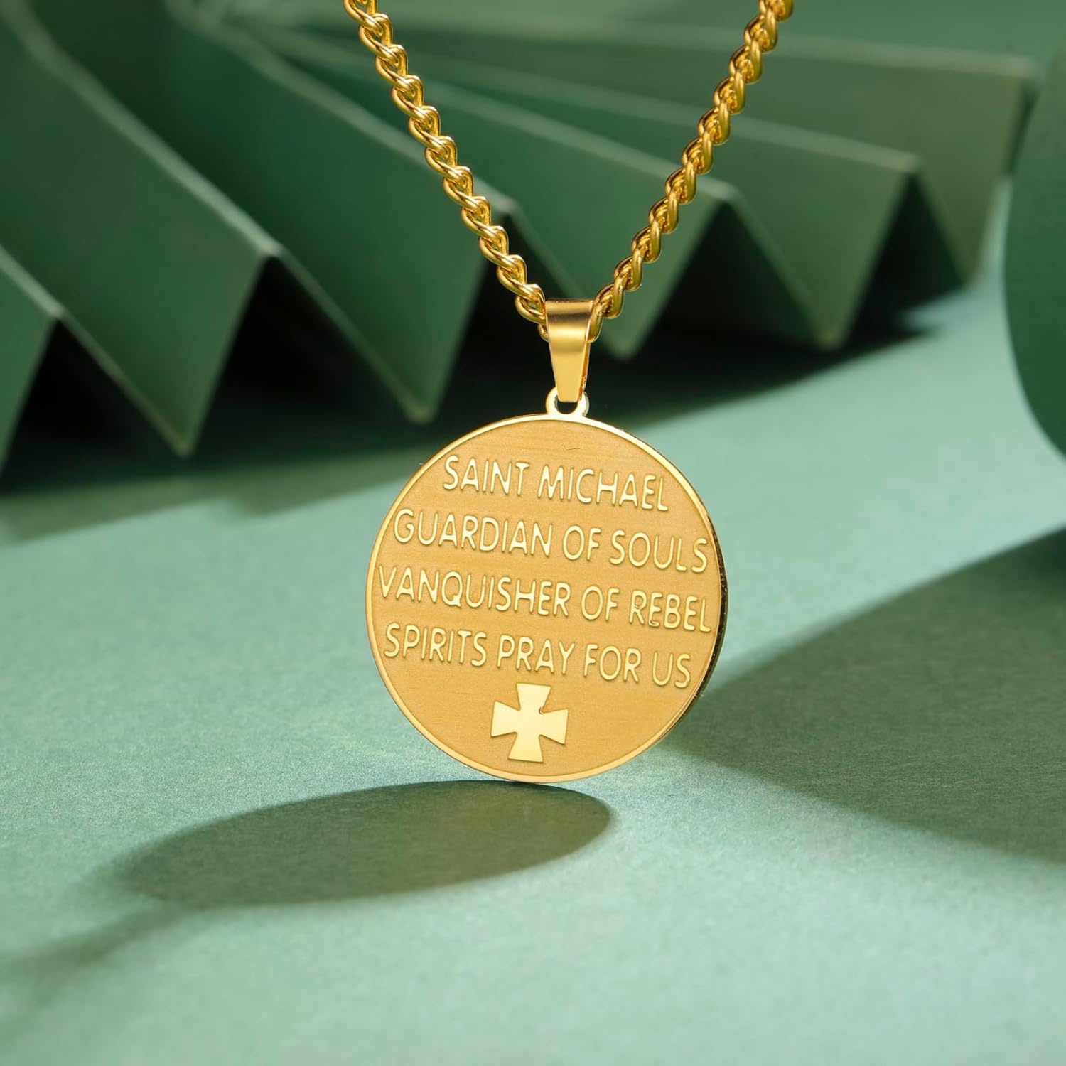 TEAMER Saint Michael Necklace Stainless Steel St. Michael Pendant The Great Protector Archangel Amulet Necklace Religious Jewelry For Men Women - Image 6