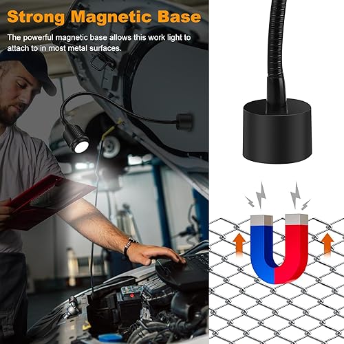Miniatura 5 de Luz de trabajo magnética de 7 W, lámparas de escritorio magnéticas con fucos ajustables y cuello de cisne flexible, luz para máquina de coser, luces