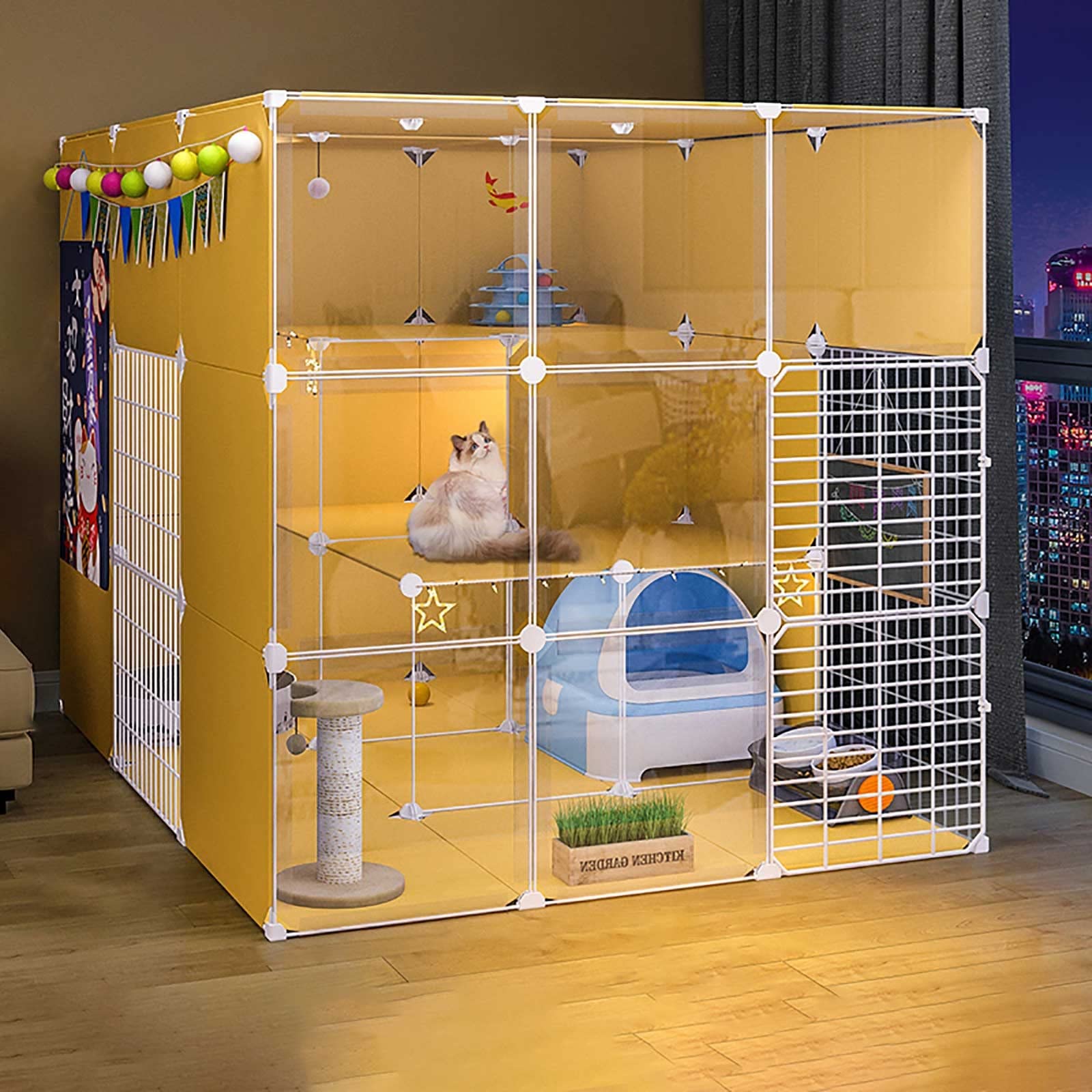 Enclos pour chats robuste avec cages amovibles pour le transport