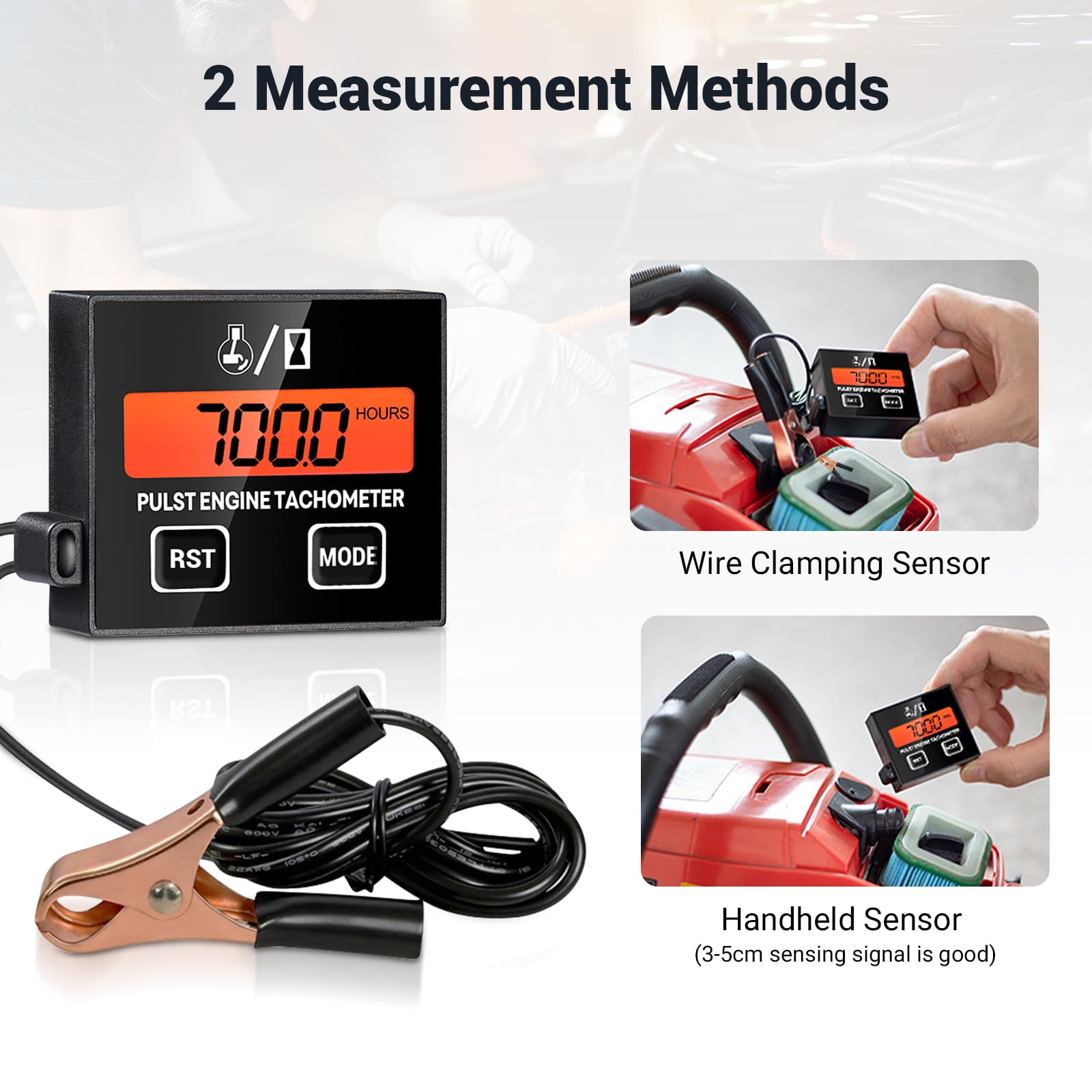 Drehzahlmesser Motorsäge, Drehzahlmesser Kettensäge für 2 takt-/4 takt-Kleinmotoren, RPM Tachometer Digitaler Drehzahlmesser mit Nachtsicht, Geeignet für Kettensägen, Rasenmäher und Motorrad