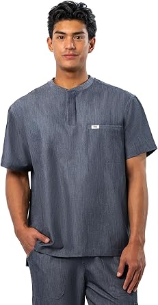 Peelz Karl Henley 2-Pocket Scrub Top for Men - Soft Stretch Fabric Scrubs, 3-Button Design Mens Scrub Tops, Comfort Fit