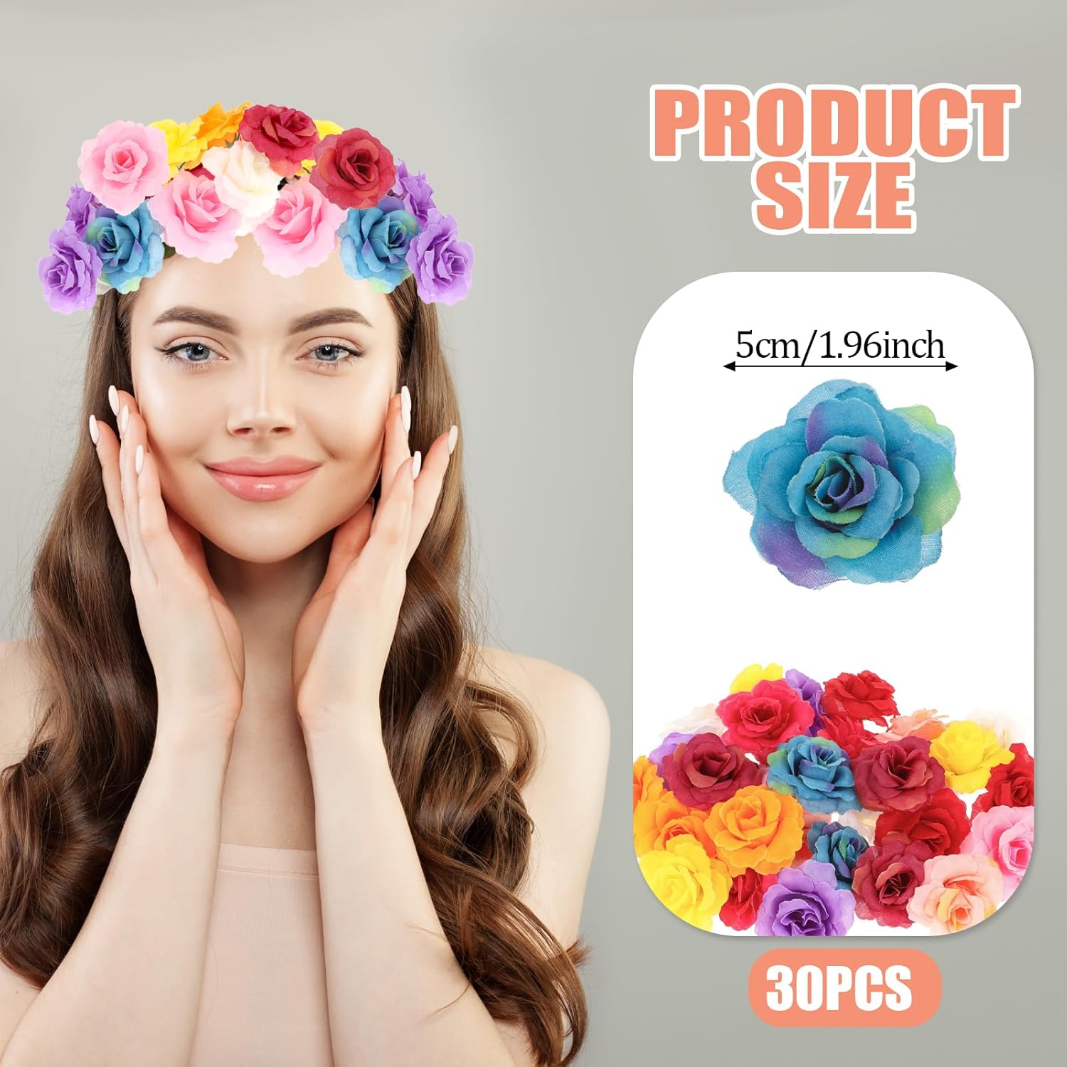 30 Pcs Artificial Flowers Heads Peony Roses Artificial Flowers Decorative Small Fake Flowers, Mini Silk Flower Heads Fabric Flowers, Faux Fabric Flowers Wedding Home Birthday Decoration(10 Colors - Image 2