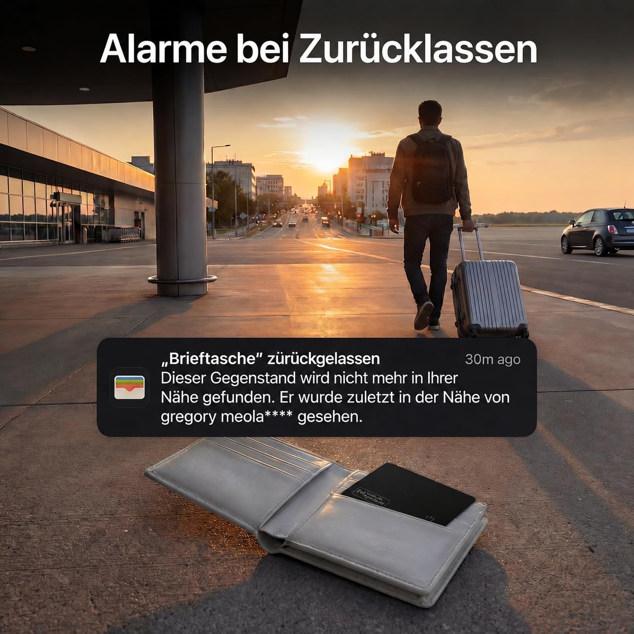 Air Tracker Karte Tag Wiederaufladbarer,kompatibel mit Apple Wo ist? & Find My (nur iOS), IP68 wasserdicht – Slim Schlüssel-Tracker für Geldbeutel, Reisepass, Koffer (2er-Pack) Schwarz