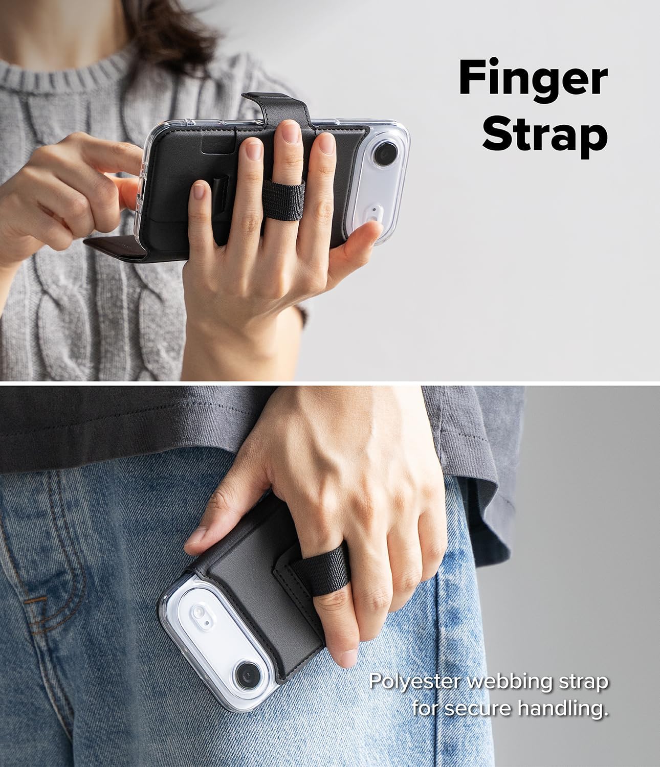 Ringke Folio Grip Wallet Magnetic for iPhone Air Case, [Holds Up to 3 Cards] Detachable PU Leather Kickstand Flip Cover - Black