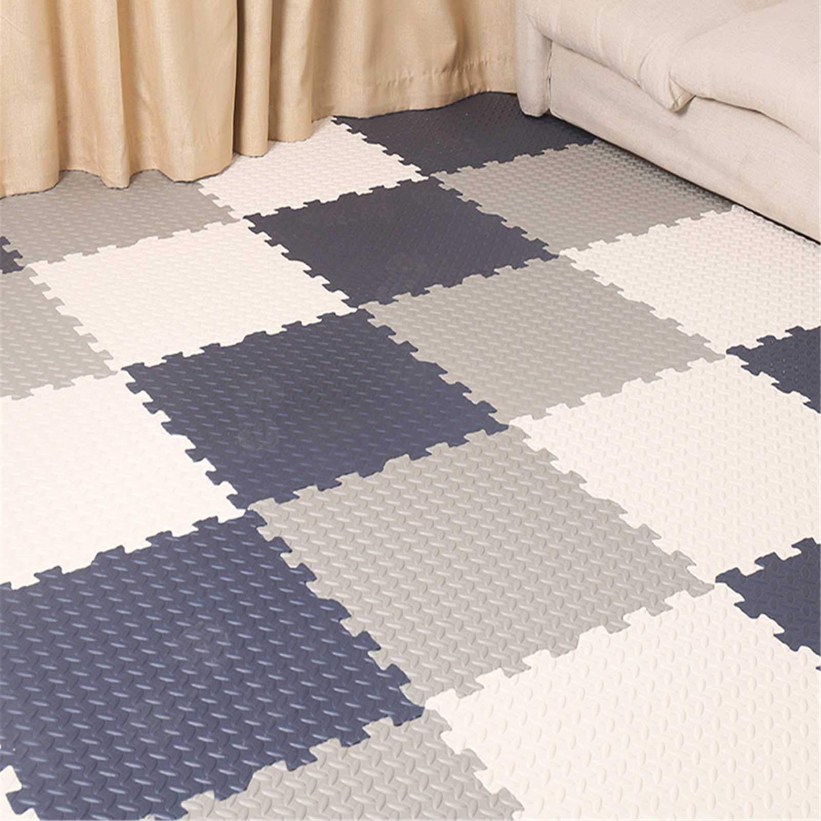 Tappetino da Gioco per Bambini, Tappetino per Puzzle Extra Large, Morbido E Spesso (1,2 Cm) - Protezione del Pavimento per Garage Esercizio Yoga Sala Giochi,Gray+White+Dark Blue,8