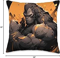 Vista 4 de GymBeasts Fitness Gym Bodybuilder Anime Gorilla - Almohada de entrenamiento, 16 x 16 pulgadas, multicolor