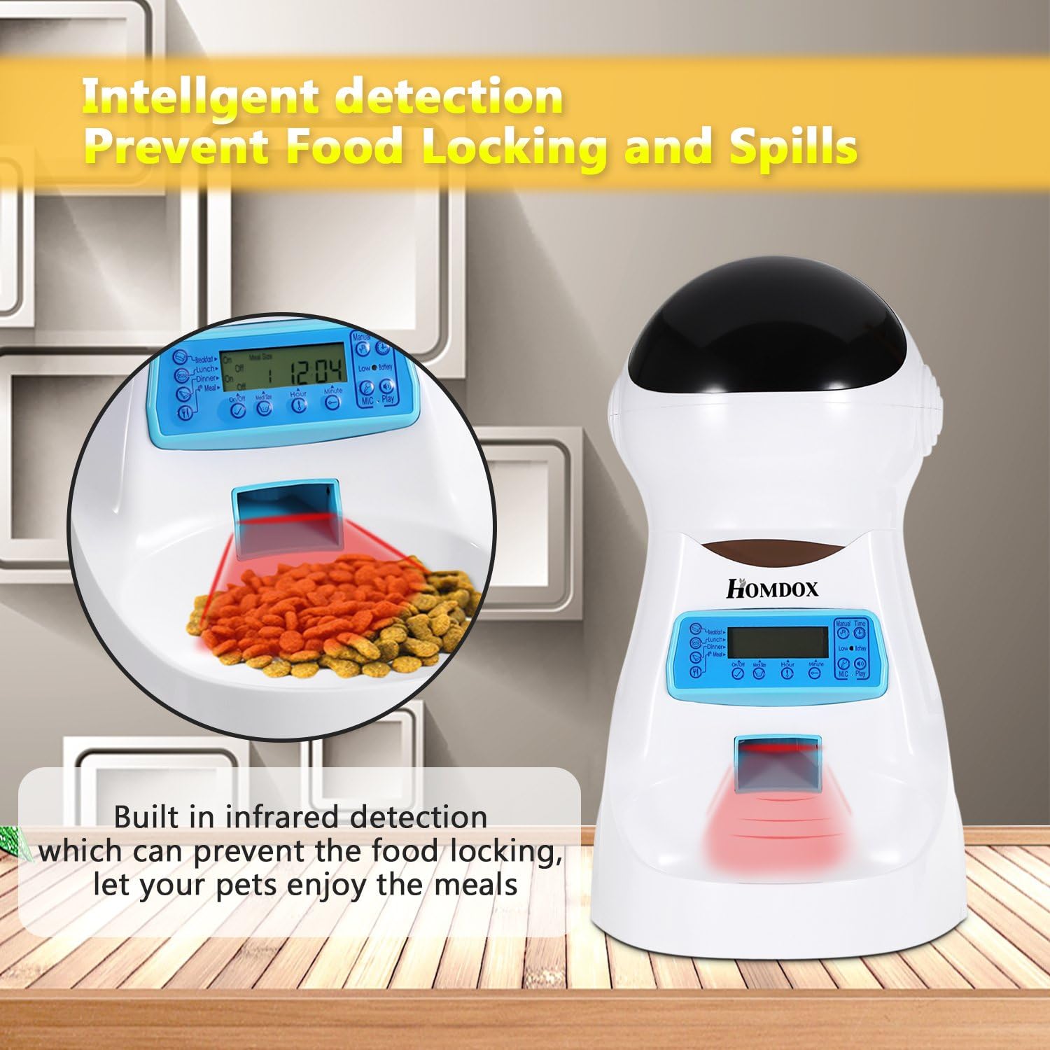 homdox automatic pet feeder