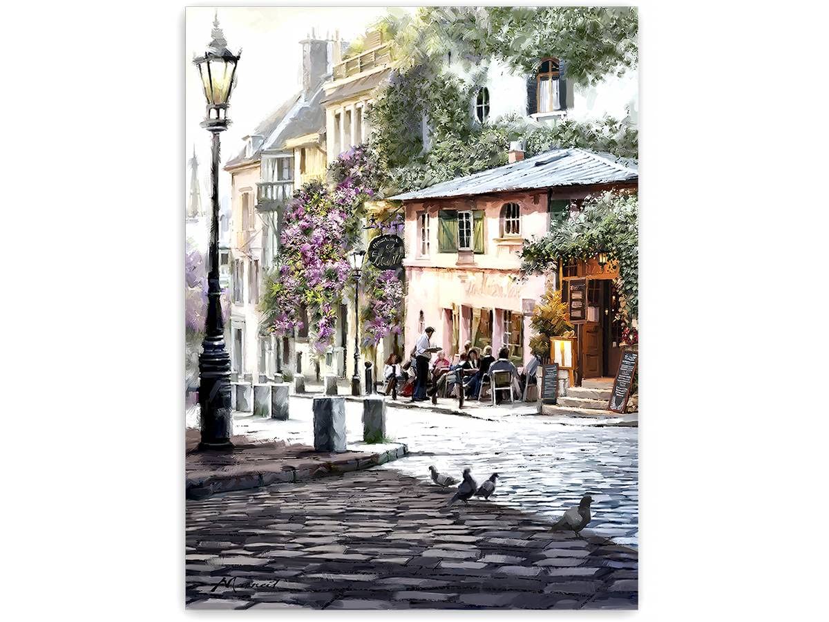 STYLER Leinwandbild Corner 60 x 80 cm I Wandbild Ecke mediterran Süden Landschaft I Bild Wohnzimmer Schlafzimmer Esszimmer Leinwand I Bild hochkant I Verschiedene Motive & Größen